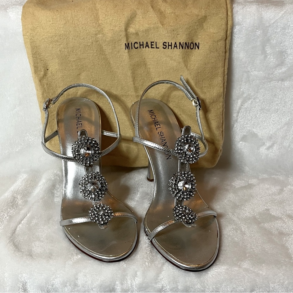 Michael Shannon Silver Rhinestone  4 inch Heels, Size 6.5